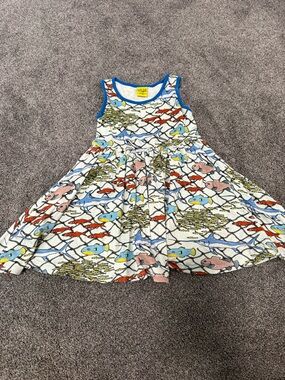 DUNS Fishing Print Sleeveless Dress Sz 116cm